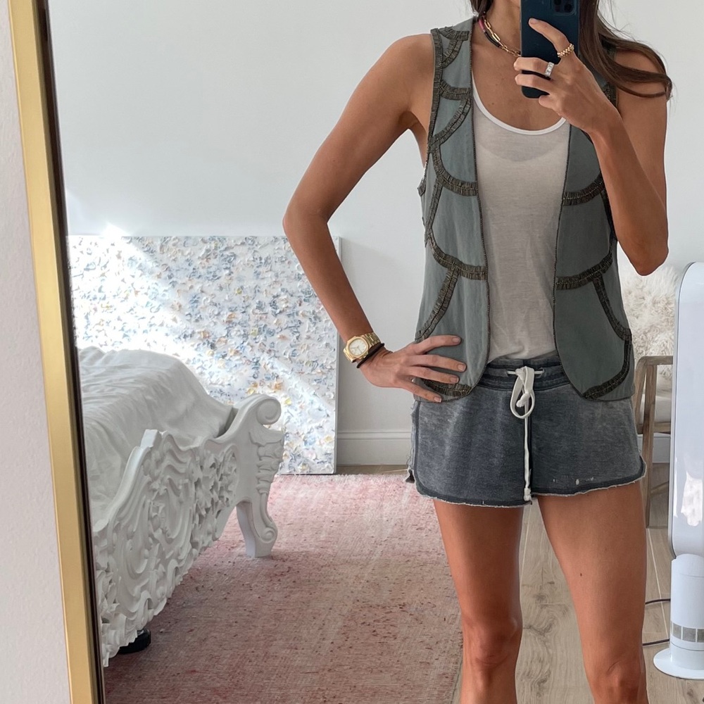 IRO beaded canvas vest size small